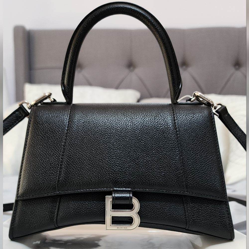 Balenciaga Hourglass Small Top Handle Crossbody Calf Leather Black bag
